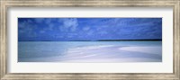 Framed Motus and Lagoon viewed from a sandbar, Aitutaki, Cook Islands