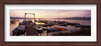 Framed Boats in a lake at sunset, Lake Champlain, Vermont, USA