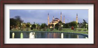 Framed Blue Mosque Lit Up at Dusk, Istanbul, Turkey