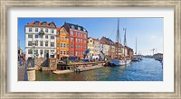 Framed Buildings along a canal with boats, Nyhavn, Copenhagen, Denmark