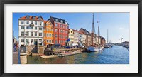 Framed Buildings along a canal with boats, Nyhavn, Copenhagen, Denmark