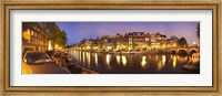Framed Night view along canal, Amsterdam, Netherlands