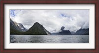 Framed Rock formations in the Pacific Ocean, Milford Sound, Fiordland National Park, South Island, New Zealand