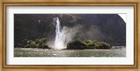 Framed Water falling from rocks, Milford Sound, Fiordland National Park, South Island, New Zealand