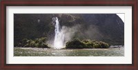 Framed Water falling from rocks, Milford Sound, Fiordland National Park, South Island, New Zealand