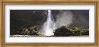 Framed Waterfall at Milford Sound, Fiordland National Park, South Island, New Zealand