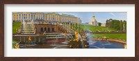 Framed Grand Cascade fountain in front of the Peterhof Grand Palace, Petrodvorets, St. Petersburg, Russia