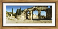 Framed Arched facade in ruins of Hierapolis at Pamukkale, Anatolia, Central Anatolia Region, Turkey