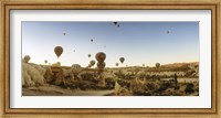 Framed Hot air balloons taking off, Cappadocia, Central Anatolia Region, Turkey