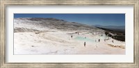 Framed Tourists enjoying the hot springs and travertine pool, Pamukkale, Denizli Province, Turkey