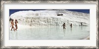 Framed Children enjoying in the hot springs and travertine pool, Pamukkale, Denizli Province, Turkey