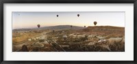 Framed Hot air balloons in flight over Cappadocia, Central Anatolia Region, Turkey