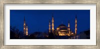 Framed Blue Mosque Lit Up at Night, Istanbul, Turkey