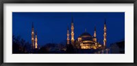 Framed Blue Mosque Lit Up at Night, Istanbul, Turkey