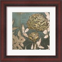 Framed Peony on Blue II