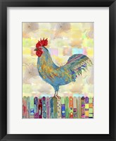 Rooster on a Fence II Framed Print