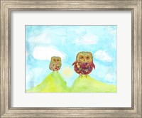 Framed Hilltop Owls