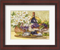 Framed Wine & Daisies