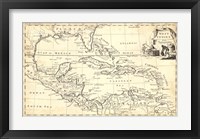Framed Map of West Indies