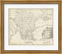 Framed Map of Hungary & Turkey in Europe