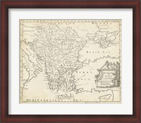 Framed Map of Hungary & Turkey in Europe