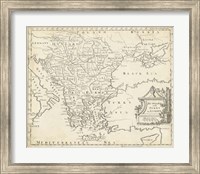 Framed Map of Hungary & Turkey in Europe