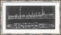 Framed Navy Cruiser Blueprint