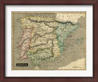 Framed Thomson's Map of Spain & Portugal