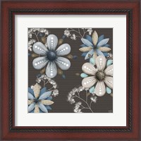 Framed Blue Floral on Sepia I