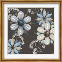 Framed Blue Floral on Sepia I