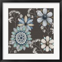 Framed Blue Floral on Sepia II