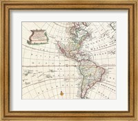 Framed 1747 Bowen Map of North America and South America