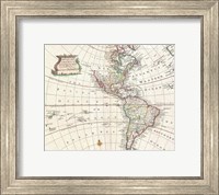 Framed 1747 Bowen Map of North America and South America