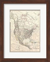 Framed 1857 Dufour Map of North America