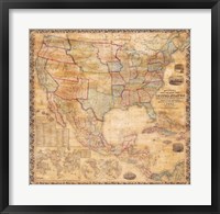 Framed 1856 Mitchell Wall Map of the United States and North America