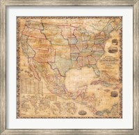 Framed 1856 Mitchell Wall Map of the United States and North America