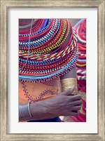 Framed Samburu tribal beadwork