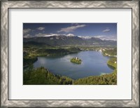 Framed High angle view of a lake, Lake Bled, Julian Alps, Bled, Gorenjska, Slovenia