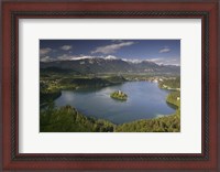 Framed High angle view of a lake, Lake Bled, Julian Alps, Bled, Gorenjska, Slovenia