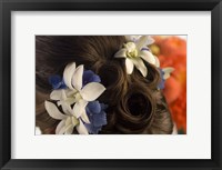 Framed Close-up of flowers in a bride's hair, Bainbridge Island, Washington State, USA