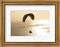 Framed Silhouette of a paraglider flying over an ocean, Pacific Ocean, San Diego, California, USA