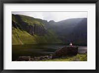 Framed Young Woman Meditating, Coumshingaun Lough, Coeragh Mountains, County Waterford, Ireland