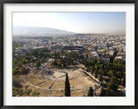 Framed Ruins of a theater with a cityscape in the background, Theatre of Dionysus, Acropolis Museum, Acropolis, Athens, Attica, Greece