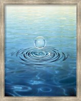 Framed Clear bubble floating above water ripples in choppy water