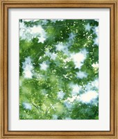 Framed Kaleidoscopic scene with white stars with green and blue