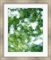 Framed Kaleidoscopic scene with white stars with green and blue