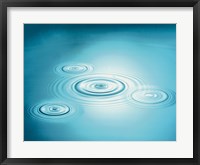 Framed Multiple rings in blue water with bright light reflection