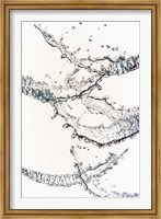 Framed Close up of water bubbles zigzag across white background