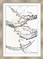 Framed Close up of water bubbles zigzag across white background