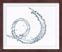 Framed Curl of water drops on white background